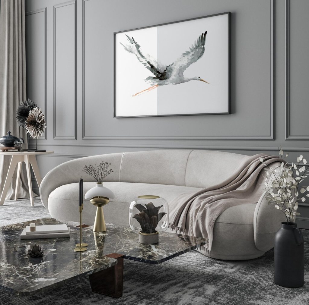 Flying Stork Watercolor Print. Family Guardian Art. Meaningful Home Gift.
