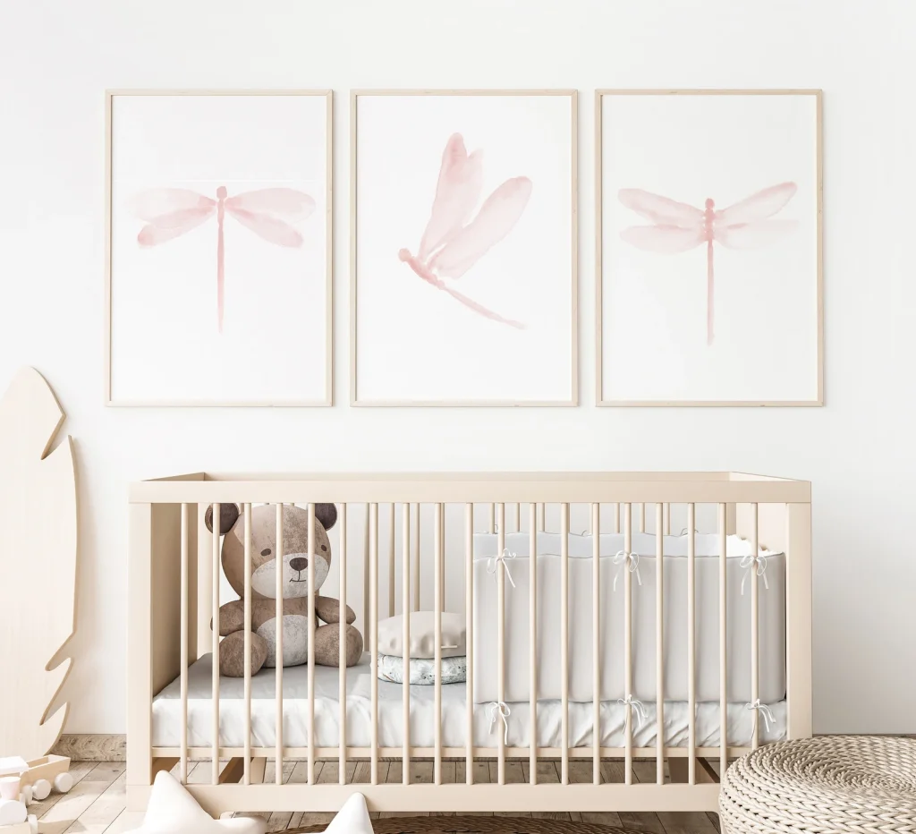 Pink Dragonflies Wall Art Nursery