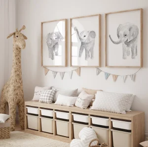 Read more about the article Three Gray Elephants for a Child’s Room Wall Decoration.