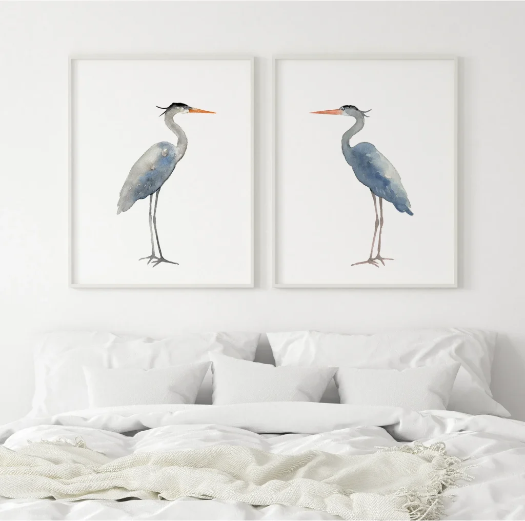 Graceful Blue Heron Watercolor Prints