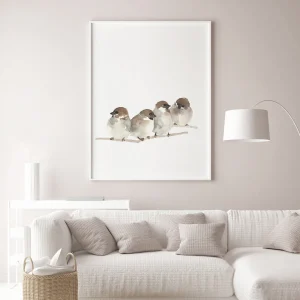 Brown Sparrows Watercolor Cozy Family Wall Art.