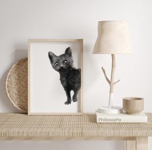 Read more about the article Black Cat Peekaboo Minimalist Watercolor Print