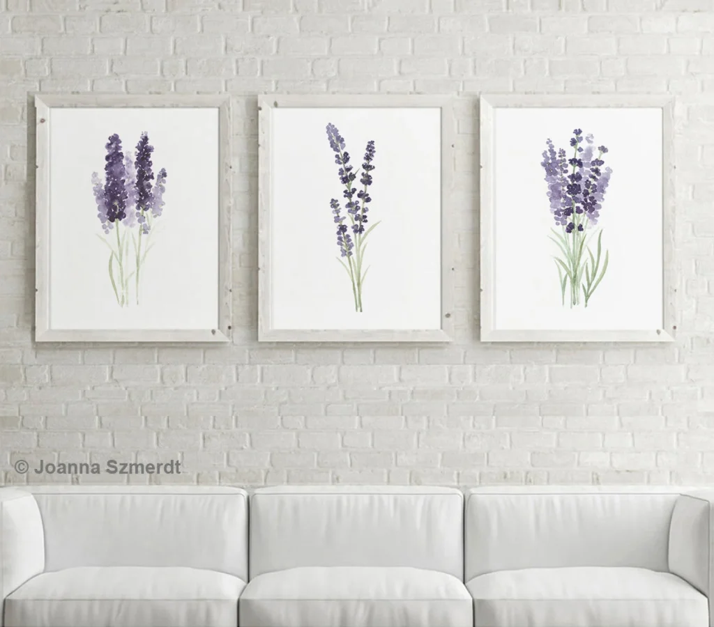 Lavender Watercolor Prints Set of 3