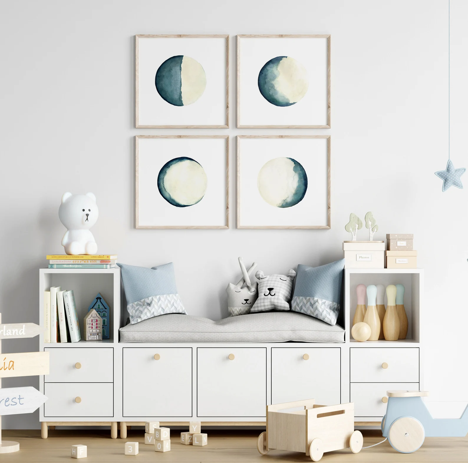 You are currently viewing Moon Phase Watercolor Prints Set of 4 for Living Room Decor