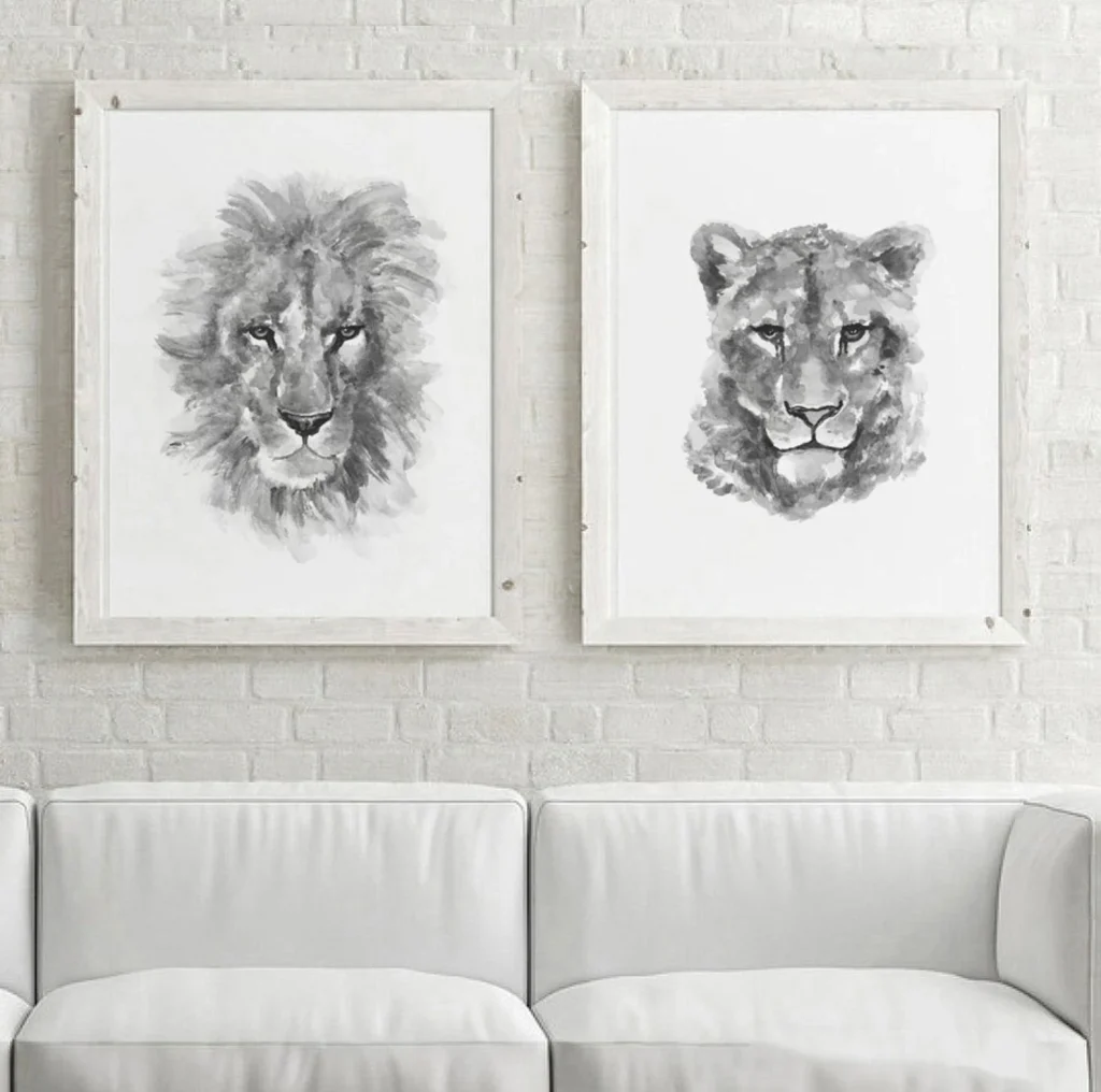 Lion and Lioness Wall Art Set of 2