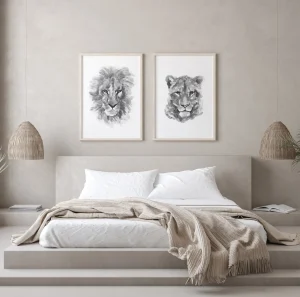 Read more about the article Lion and Lioness Wall Art Set of 2 for Bedroom and Family Home